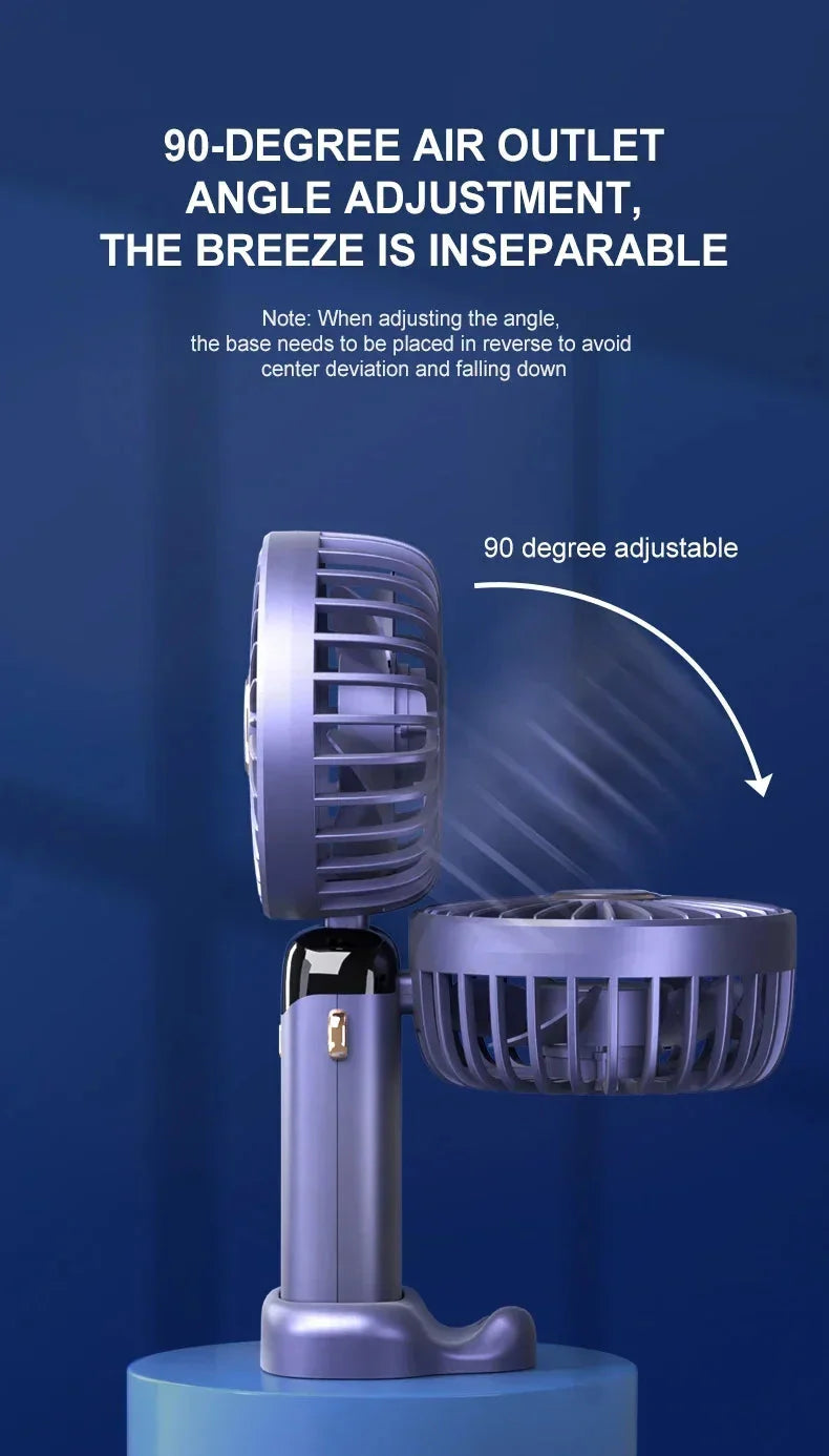 5-Speed Foldable Neck Fan with Phone Stand – USB-C Rechargeable Mini Fan, 1800mAh Battery & Display Screen for Hands-Free Cooling