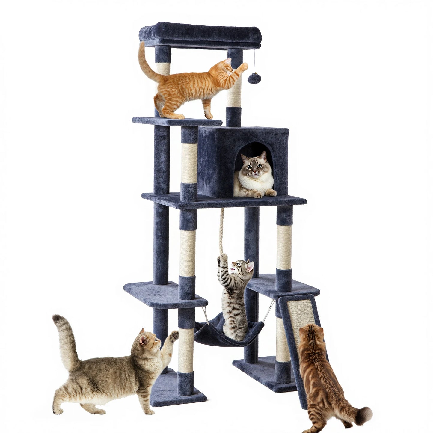 JHK Multi Level Cat Tree Tower for Indoor Cats Sisal